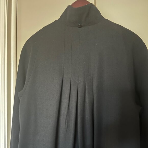 Vintage EATON RONTEX Womens 10 - 12 Black Pure Virgin Wool Midi DRESS COAT - Picture 5 of 14